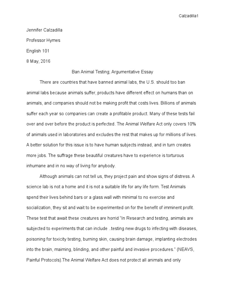 Реферат: Persuesive Essay On Animal Testing Essay Research